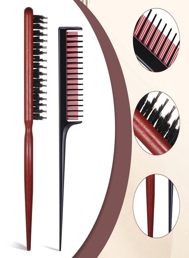 Qulkws 3 Pcs Hair Teasing Comb Set,Nylon Triple Comb and Boar Bristle Teaser Brushes for Women and Men styling Thick Fine Hair Styling, red, black - Image 4
